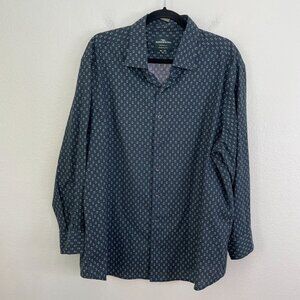 Rodd & Gunn Mens XL Original Fit Button Up Shirt Italy Cotton Navy Geometric